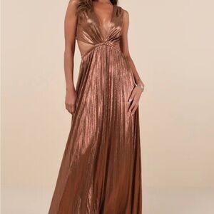 Lulu's Bronze Metallic Dress